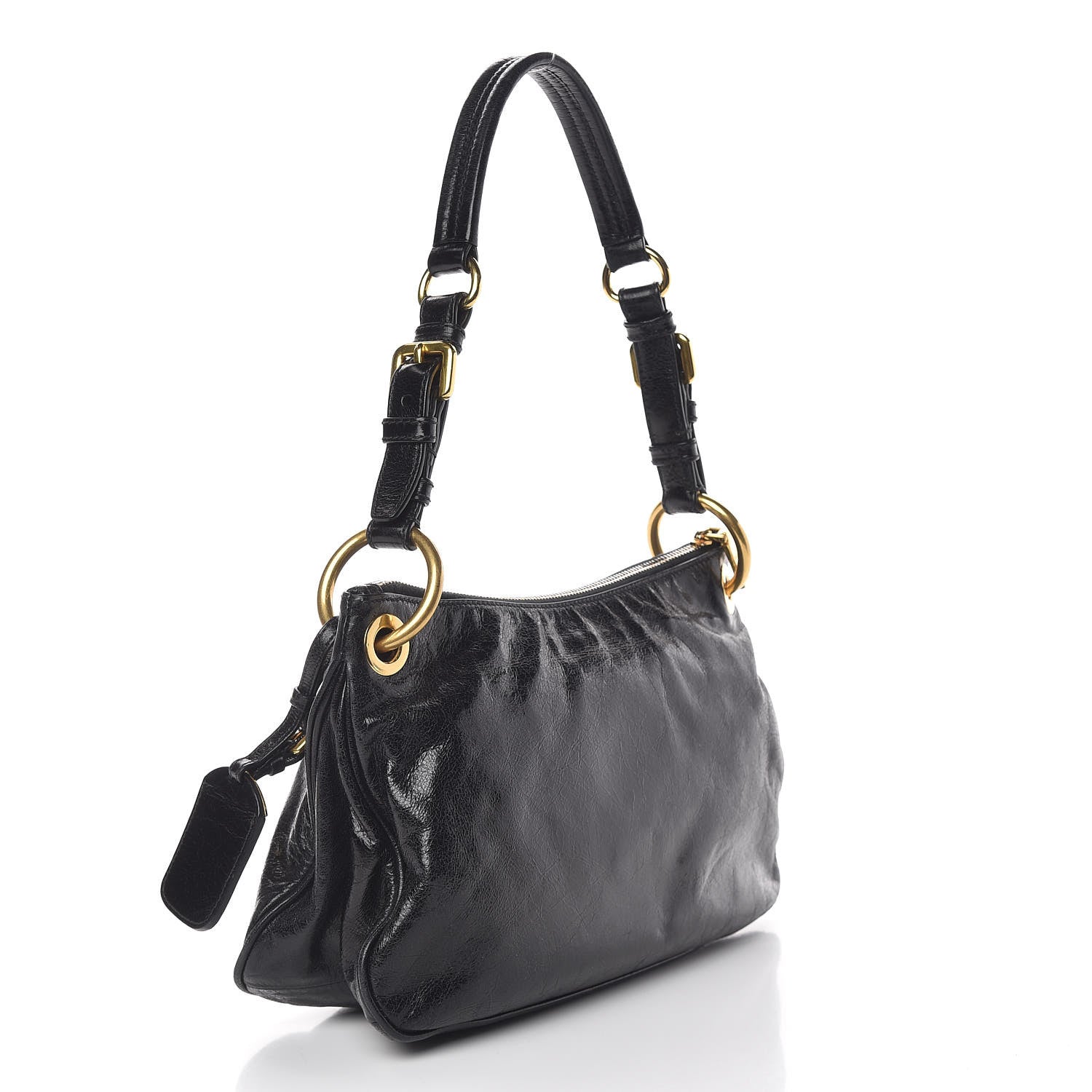 Prada Vitello Shine Shoulder Bag Black 3 of 10