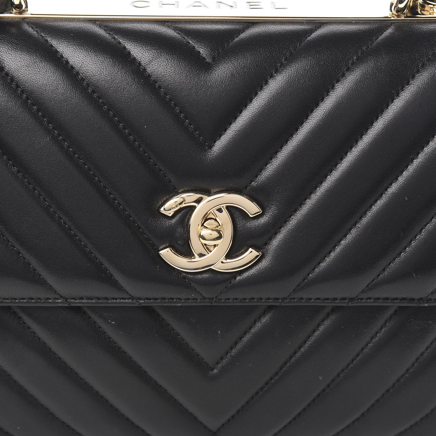Chanel Lambskin Chevron Quilted Small Trendy CC Dual Handle Flap Bag Black 8 of 9
