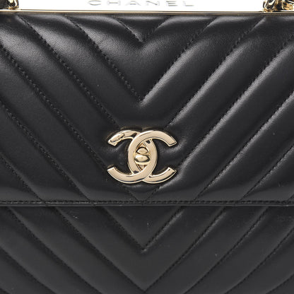 Chanel Lambskin Chevron Quilted Small Trendy CC Dual Handle Flap Bag Black 8 of 9