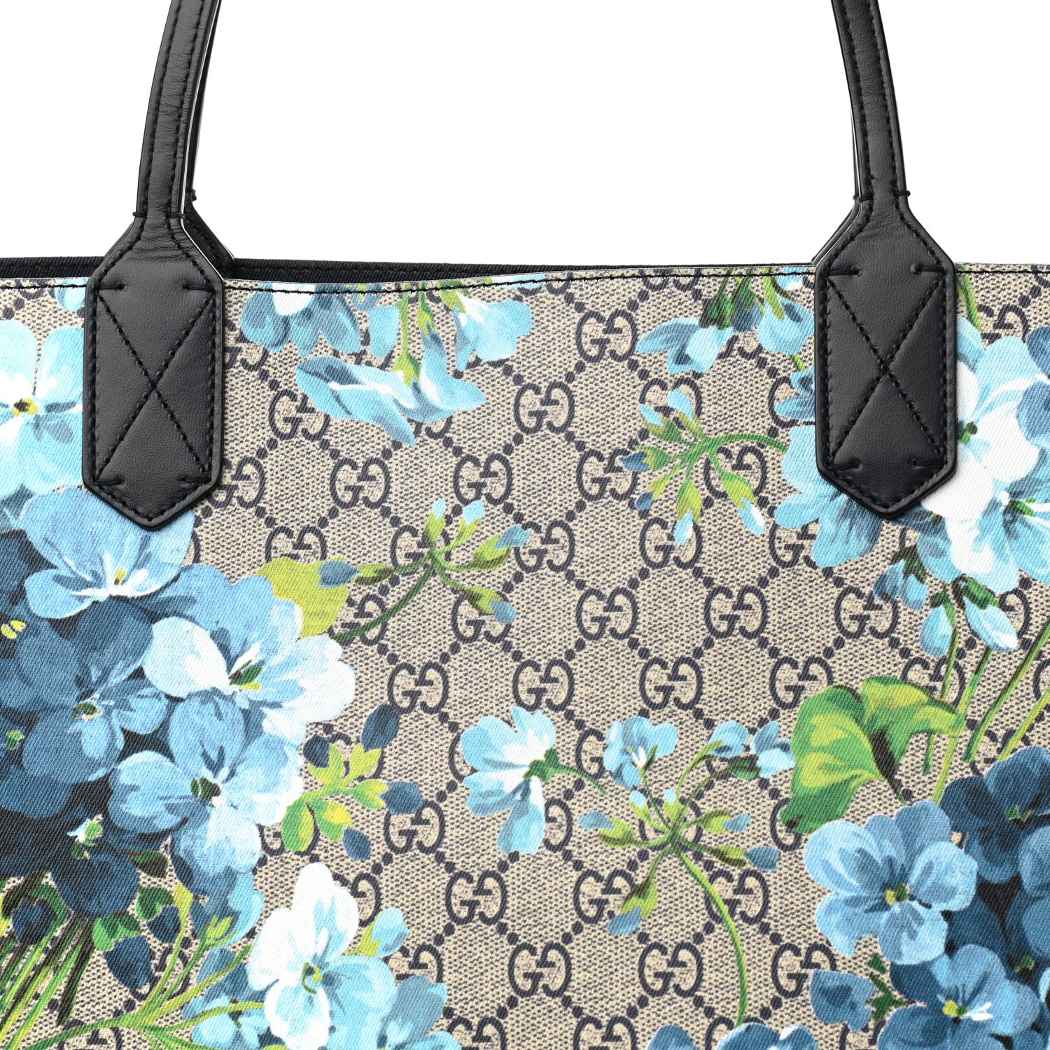Gucci GG Supreme Monogram Blooms Medium Reversible Tote Beige Blue Navy 10 of 19
