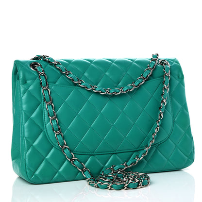Chanel Lambskin Quilted Jumbo Double Flap Green 3 of 10