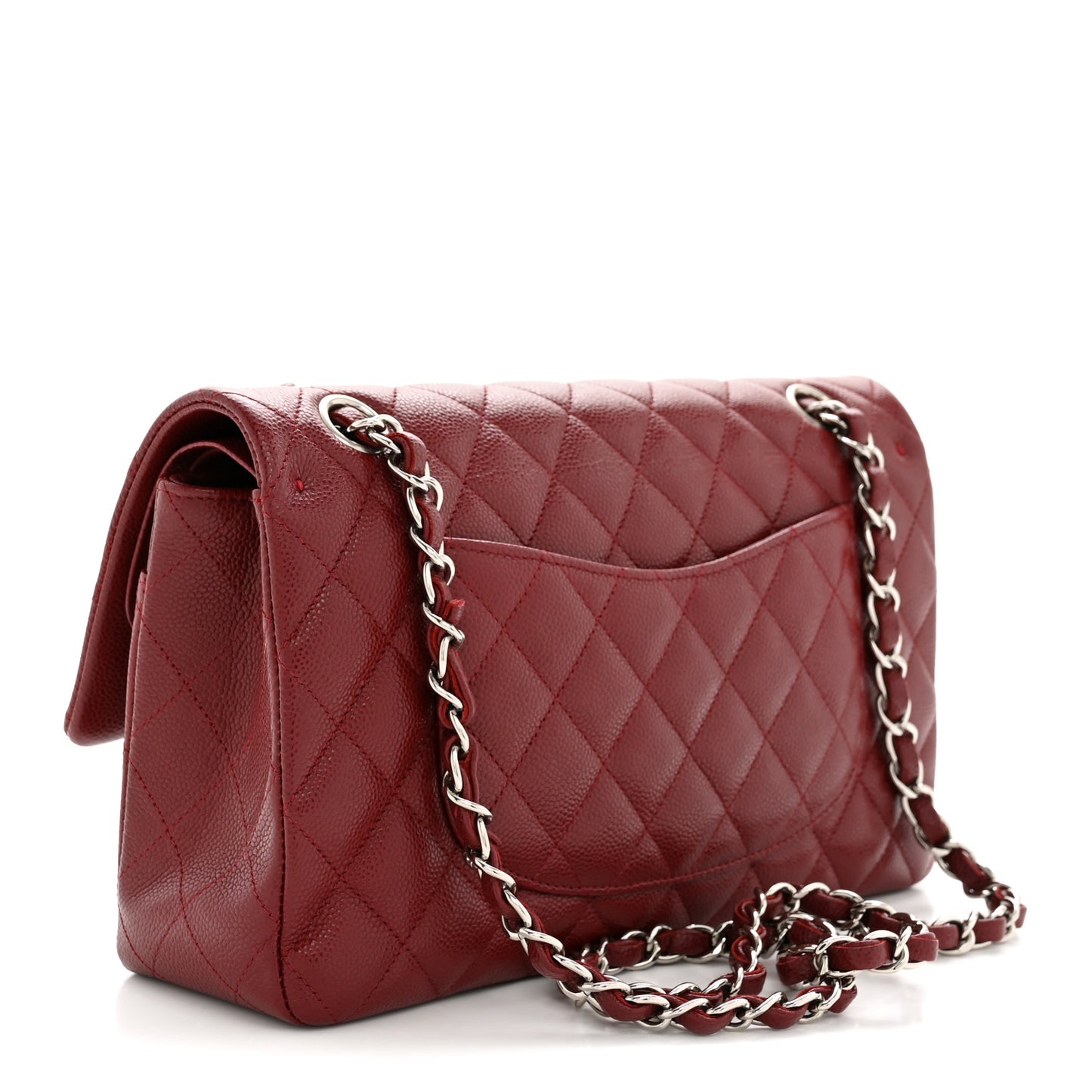 Caviar Quilted Medium Double Flap Burgundy