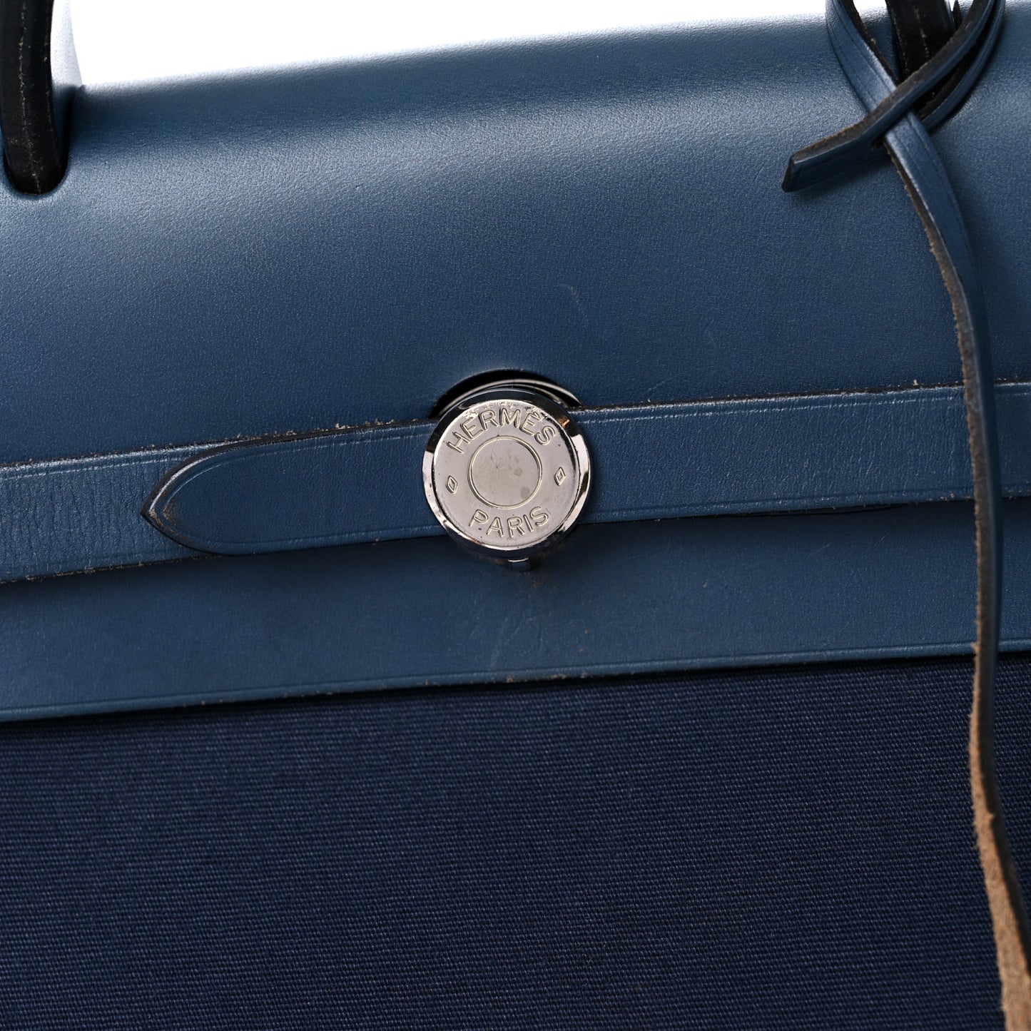Toile Vache Calfskin Herbag 30 PM Backpack Navy Bleu