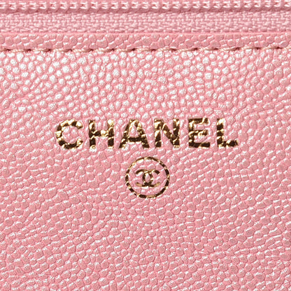 Chanel Iridescent Caviar Quilted Wallet on Chain WOC Rose Pink 8 of 11