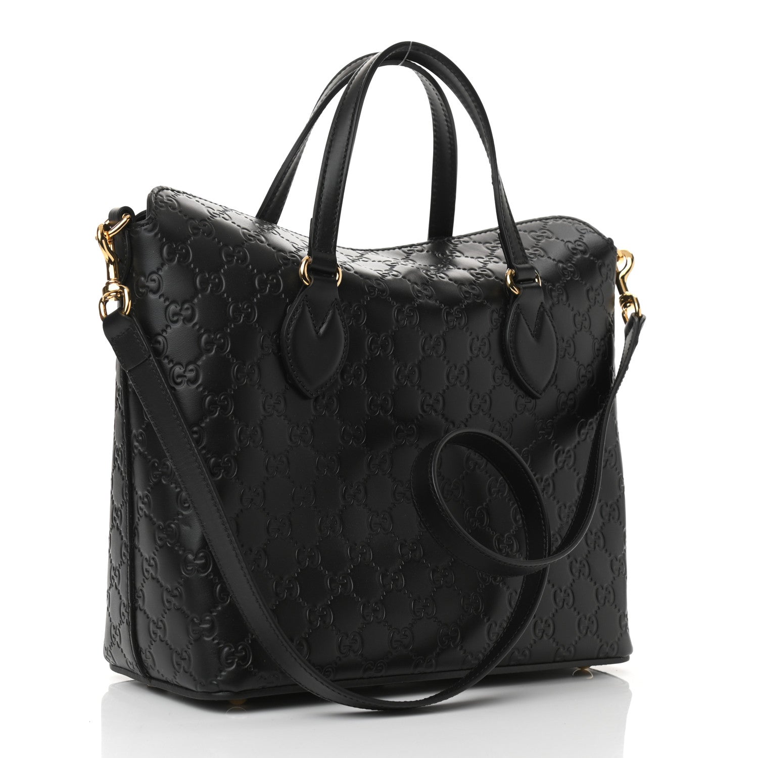 Gucci Guccissima Linea A Foldover Tote Black 3 of 8