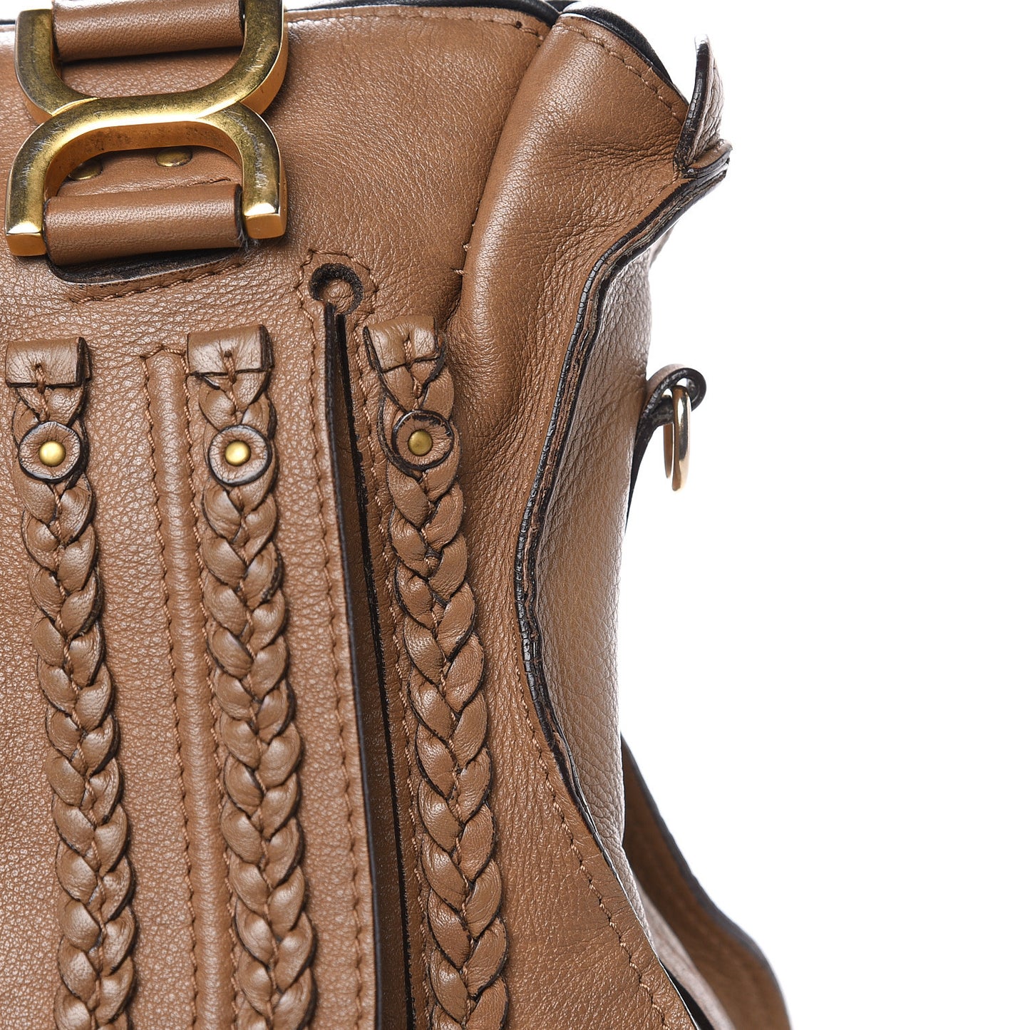 Calfskin Braided Medium Marcie Satchel Nut