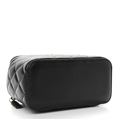 Chanel Lambskin Quilted Small Top Handle Vanity Case With Chain Black 4 of 8