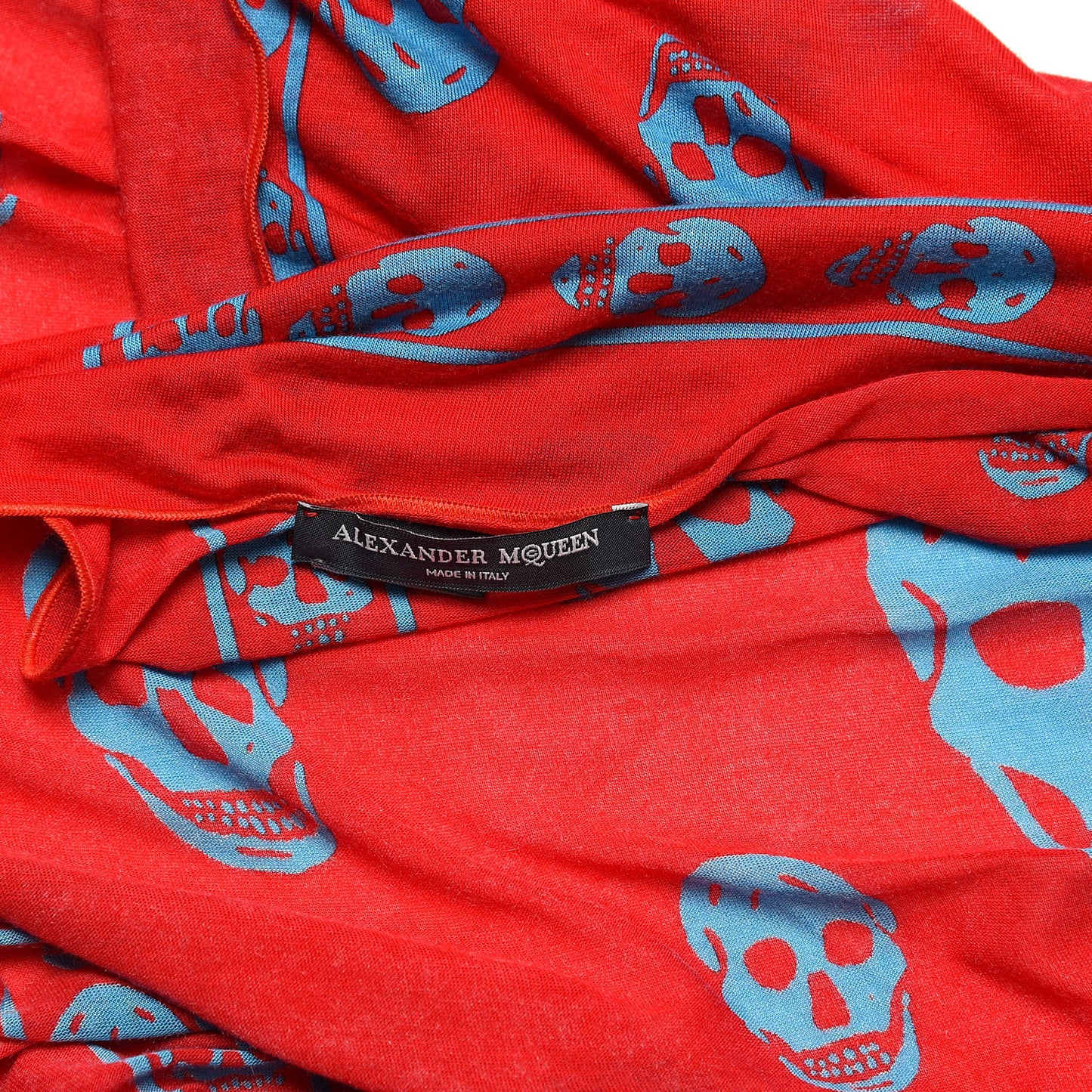 Silk Chiffon Skull Scarf Red Blue
