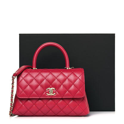 Chanel Caviar Quilted Mini Coco Handle Flap Dark Pink 9 of 9