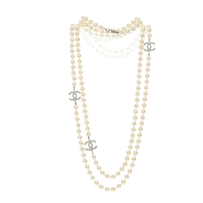 Chanel Pearl CC Long Necklace Silver 3 of 5