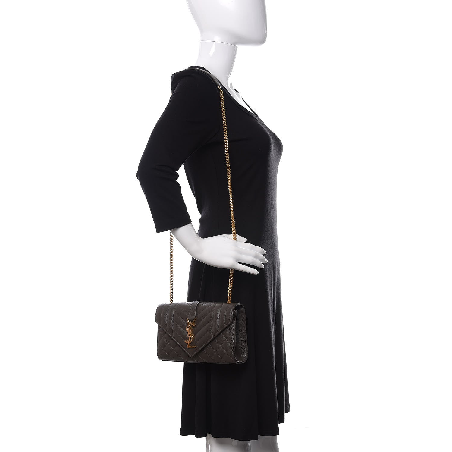 Saint Laurent Grain De Poudre Textured Mixed Matelasse Triquilt Small Monogram Satchel Pebble 2 of 9