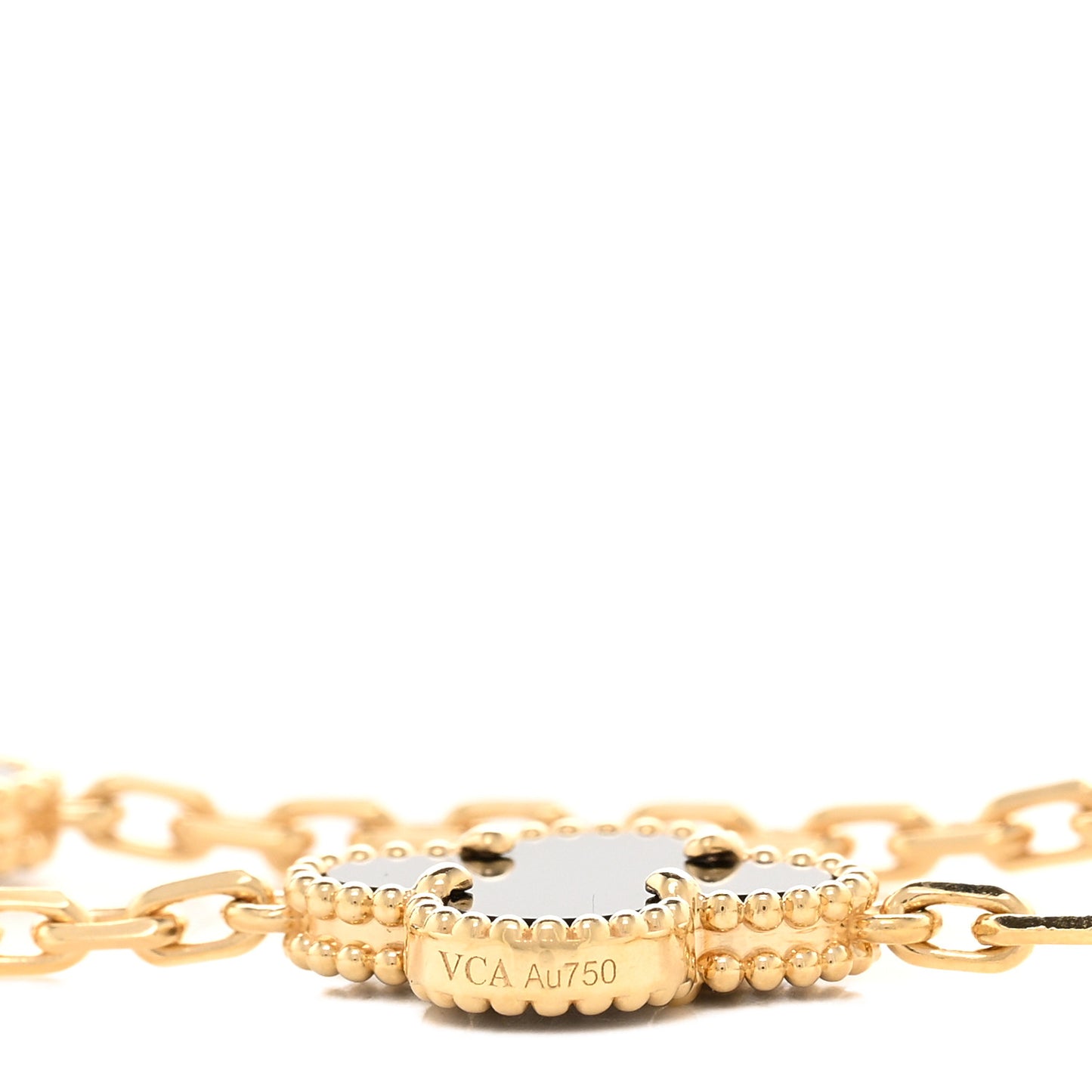 18K Yellow Gold Black Onyx 10 Motifs Vintage Alhambra Necklace