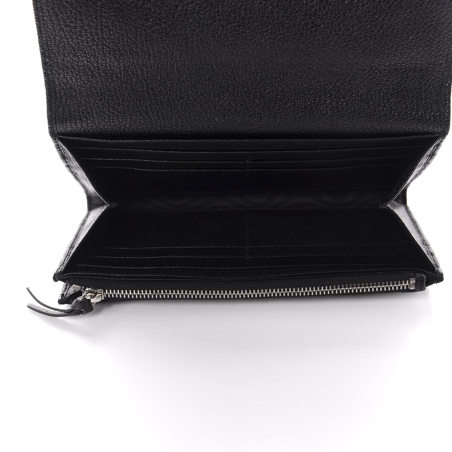 Chevre Silver Metallic Edge Hardware Money Wallet Black