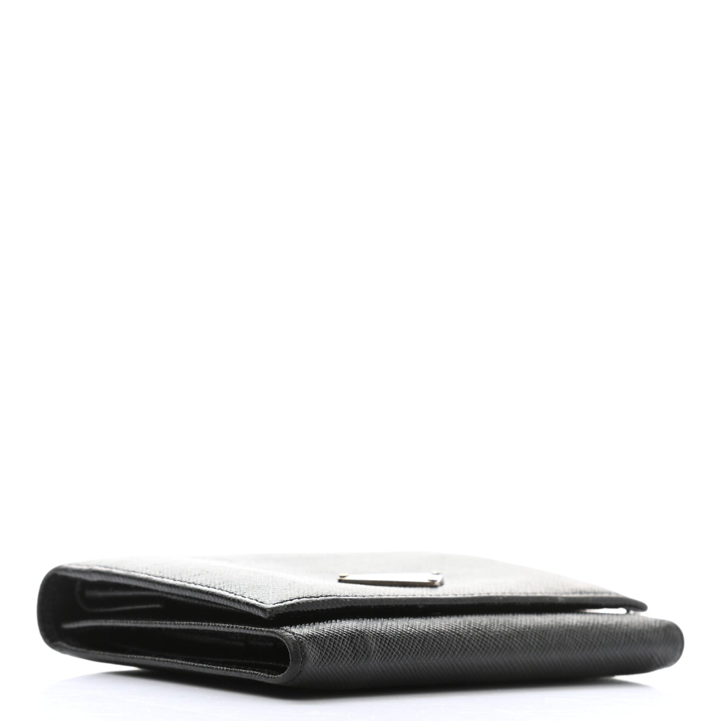 Saffiano Metal French Flap Compact Wallet Black