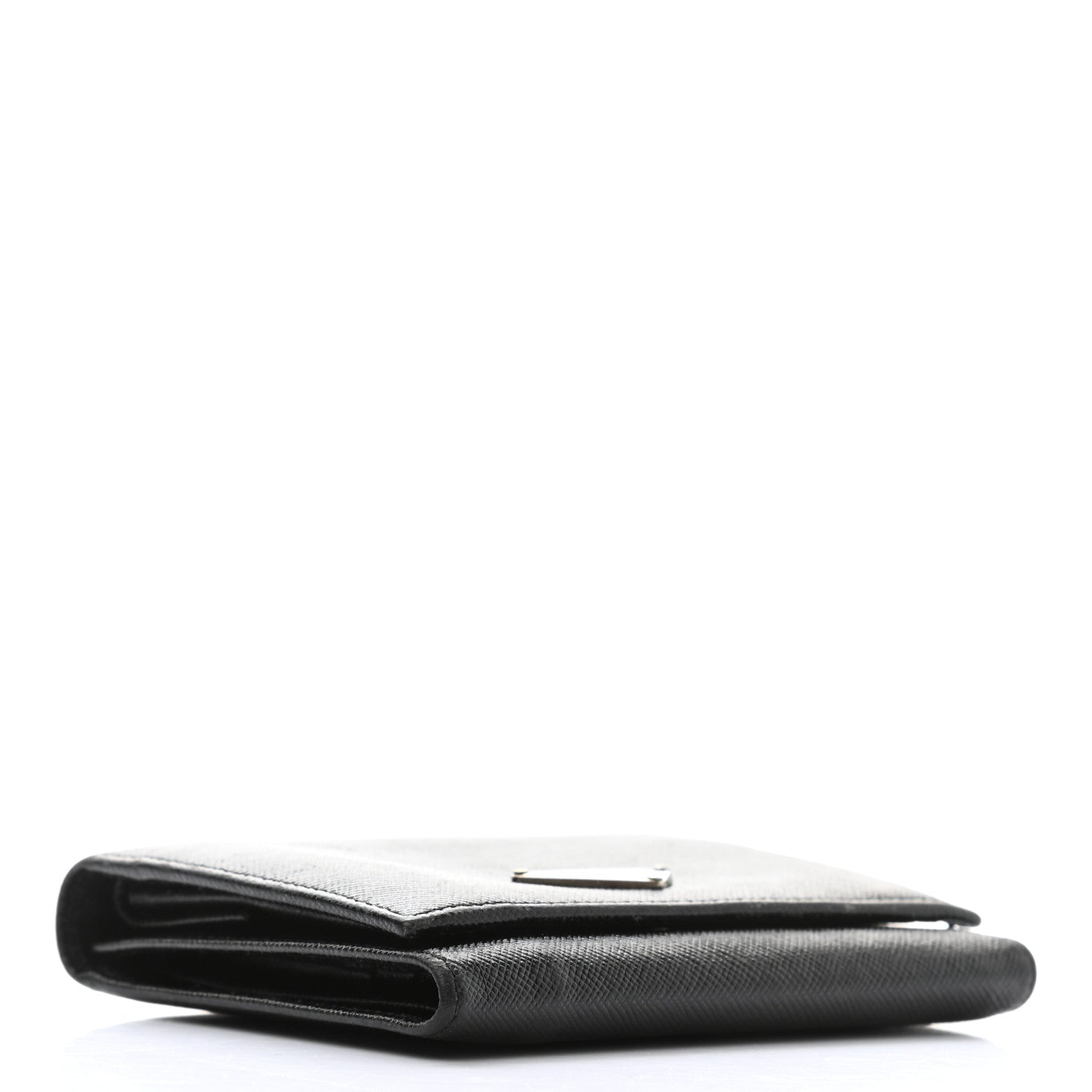 Prada Saffiano Metal French Flap Compact Wallet Black 4 of 10