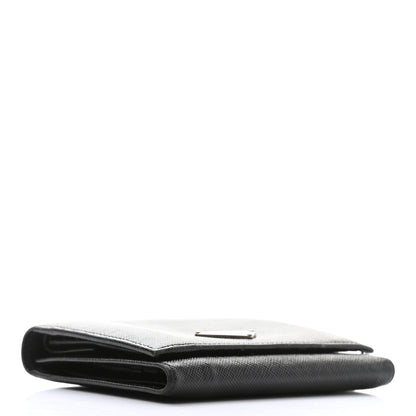 Prada Saffiano Metal French Flap Compact Wallet Black 4 of 10