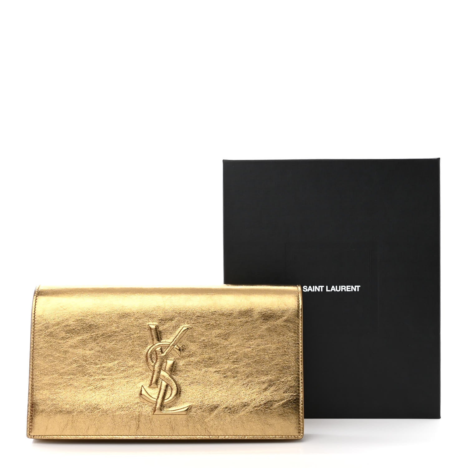 Saint Laurent Metallic Calfskin Monogram Large Belle De Jour Clutch Gold 11 of 11