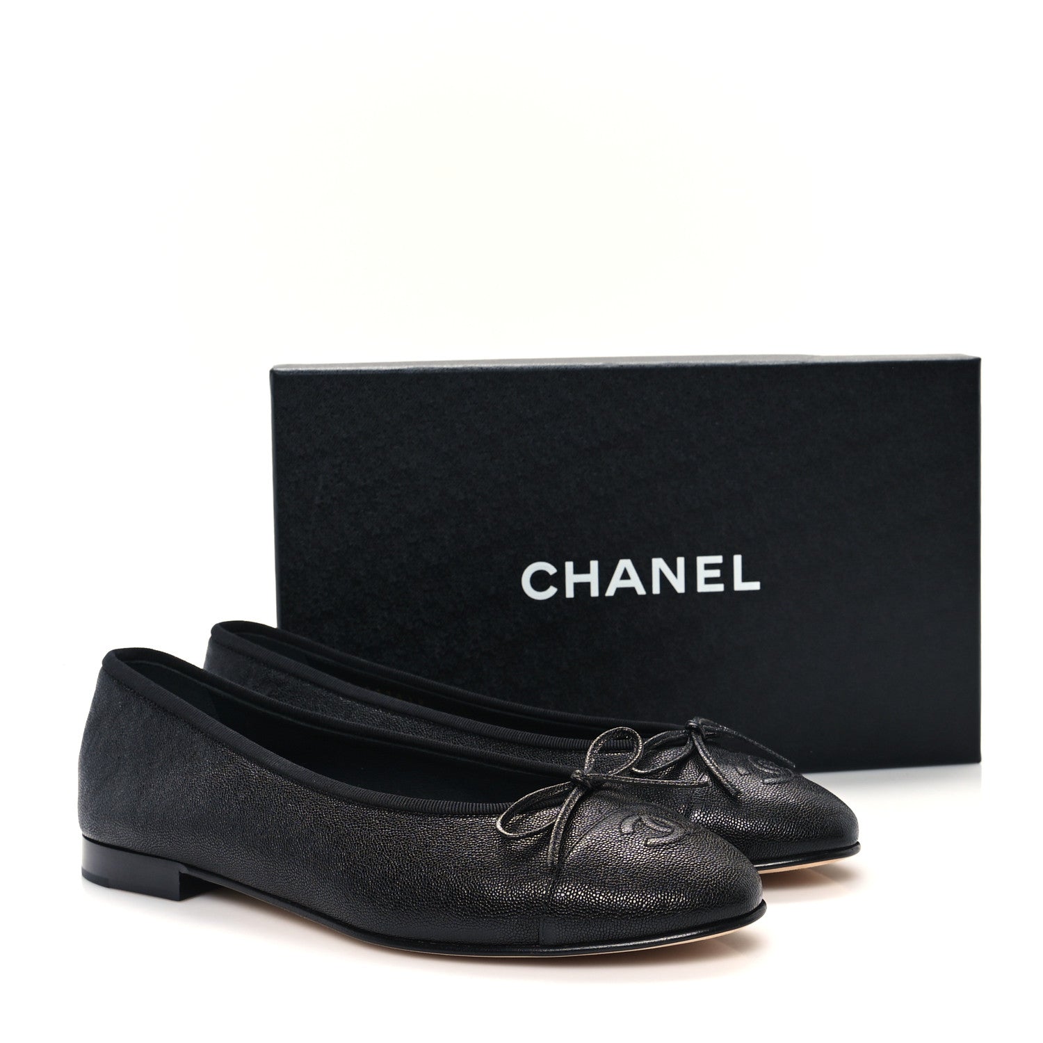 Chanel Caviar CC Cap Toe Ballerina Flats 41 Black 10 of 10