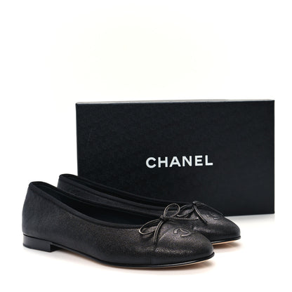 Chanel Caviar CC Cap Toe Ballerina Flats 41 Black 10 of 10