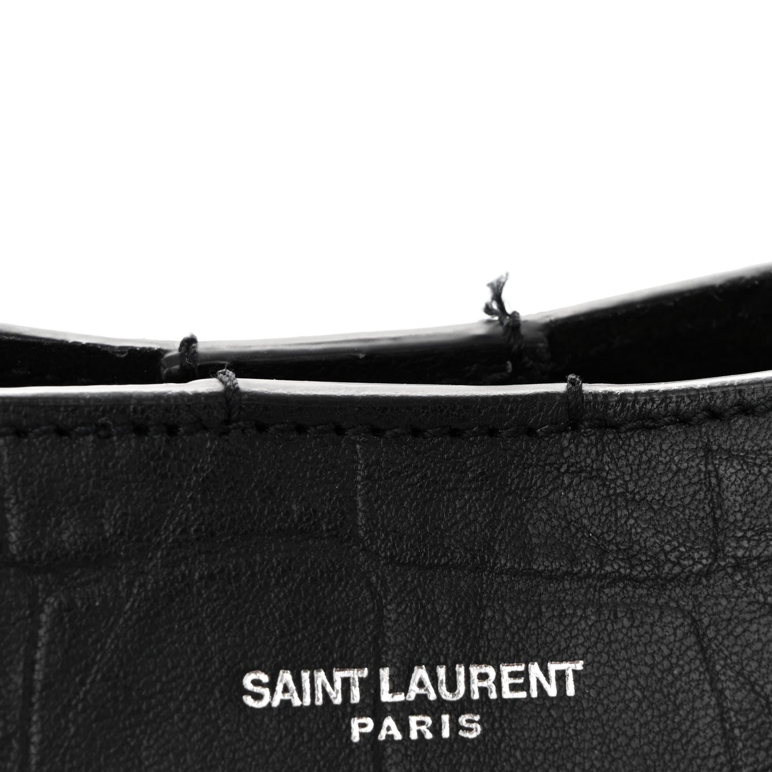 Saint Laurent Calfskin Crocodile Embossed Large Shopper Tote Black 12 of 13
