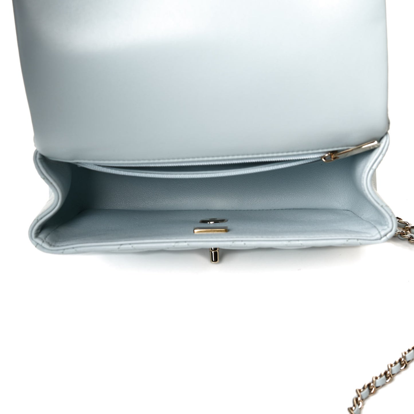 Lambskin Quilted Mini Top Handle Rectangular Flap Light Blue
