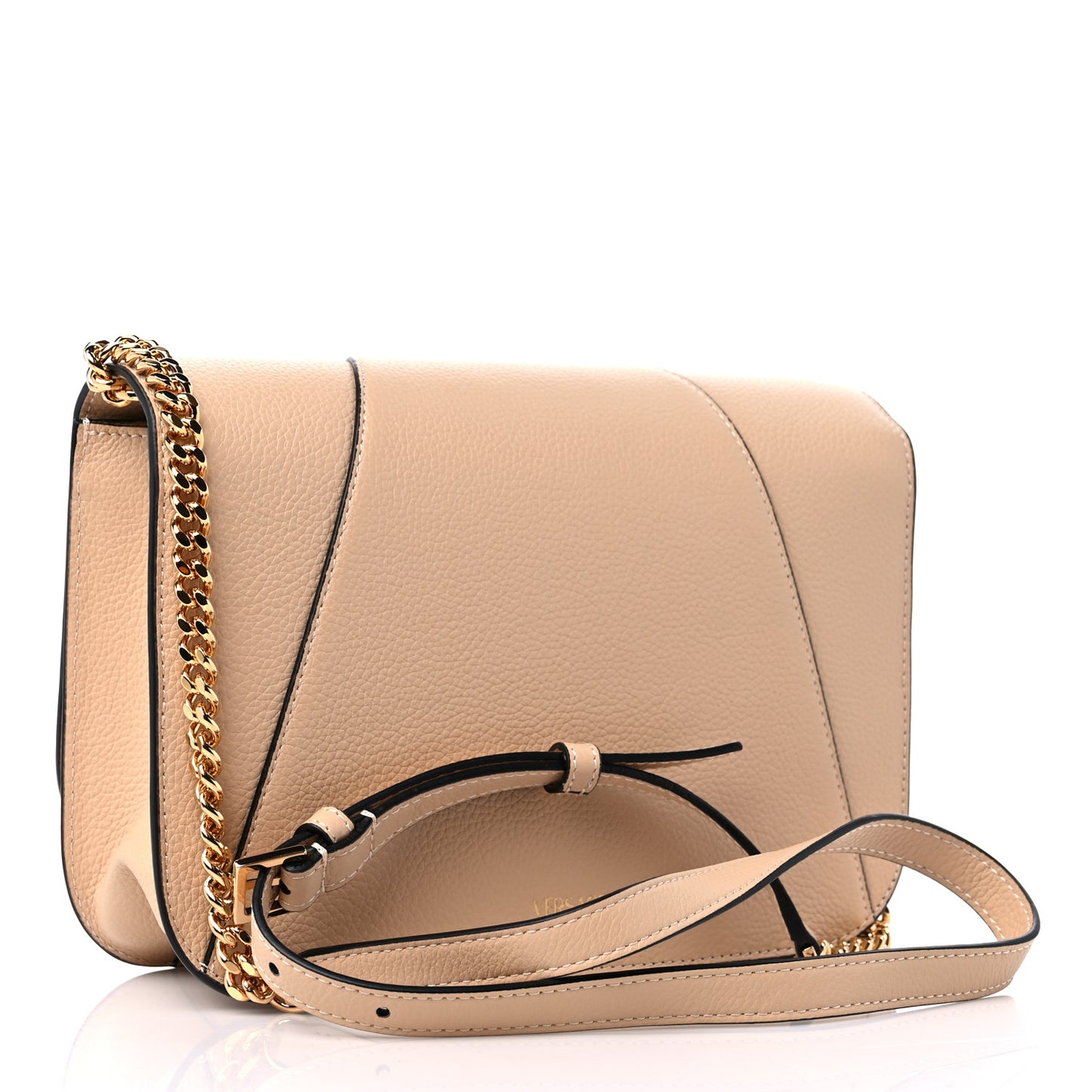 Grained Calfskin Virtus Shoulder Bag Beige