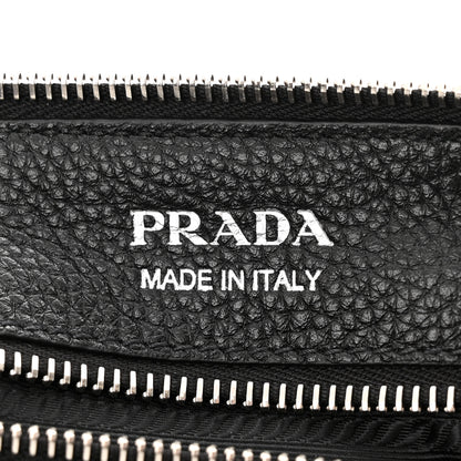 Prada Vitello Daino Soft Zippered Shoulder Bag Black 6 of 10