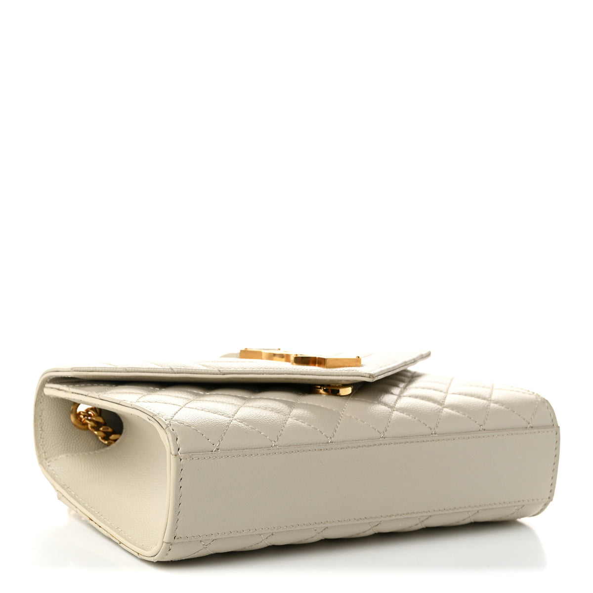 Saint Laurent Grain De Poudre Textured Mixed Matelasse Triquilt Small Monogram Satchel Crema Soft 4 of 10