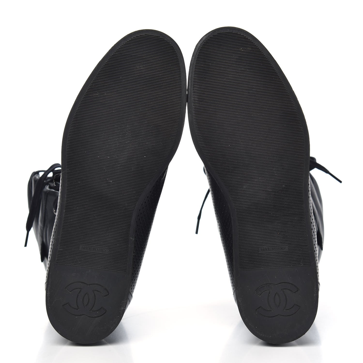 Chanel Perforated Lambskin High Top CC Sneaker Boots 38 Black 5 of 6