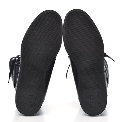 Chanel Perforated Lambskin High Top CC Sneaker Boots 38 Black 5 of 6