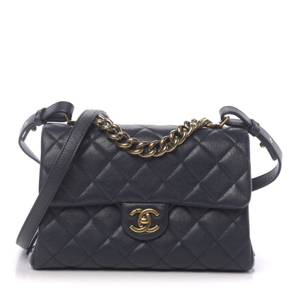 Chanel Shiny Sheepskin Quilted Small Trapezio Flap Navy 1 of 12