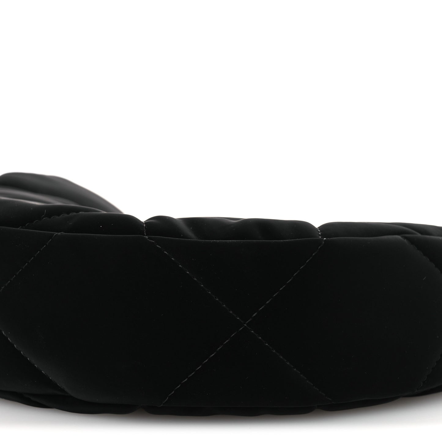 Velvet Effect Nylon Shiny Crumpled Calfskin Coco Neige Quilted Clutch With Chain Black