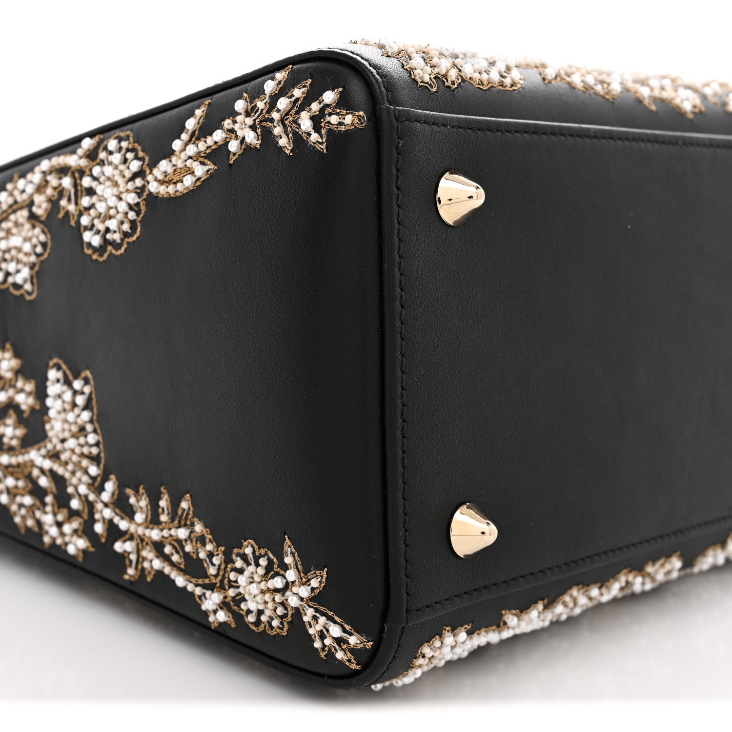 Christian Dior Calfskin Beaded Embroidered Ramage Butterfly Medium Lady Dior Black White Black White 9 of 10