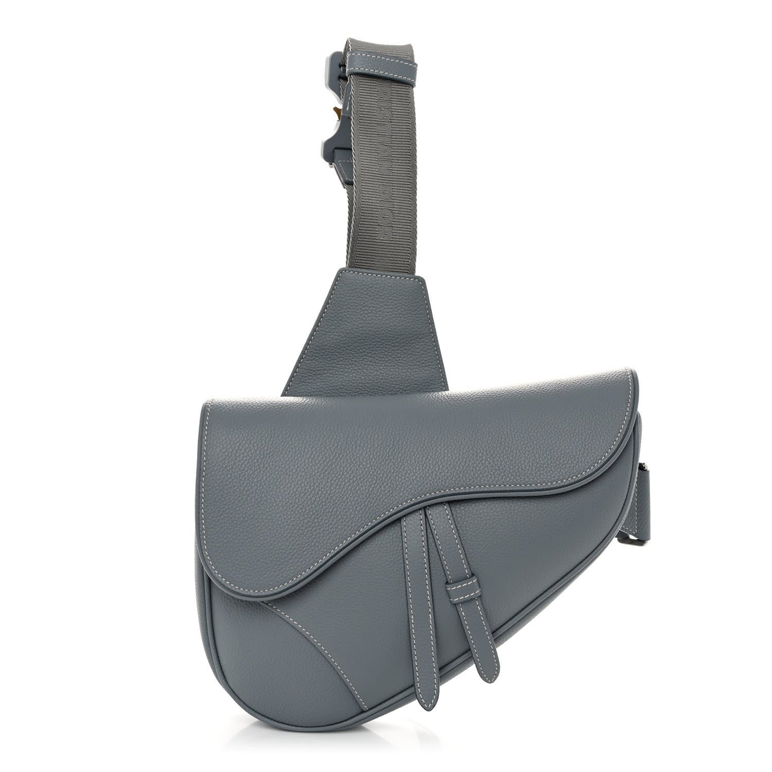 Christian Dior Grained Calfskin Mens Saddle Bag Grey 1 of 9