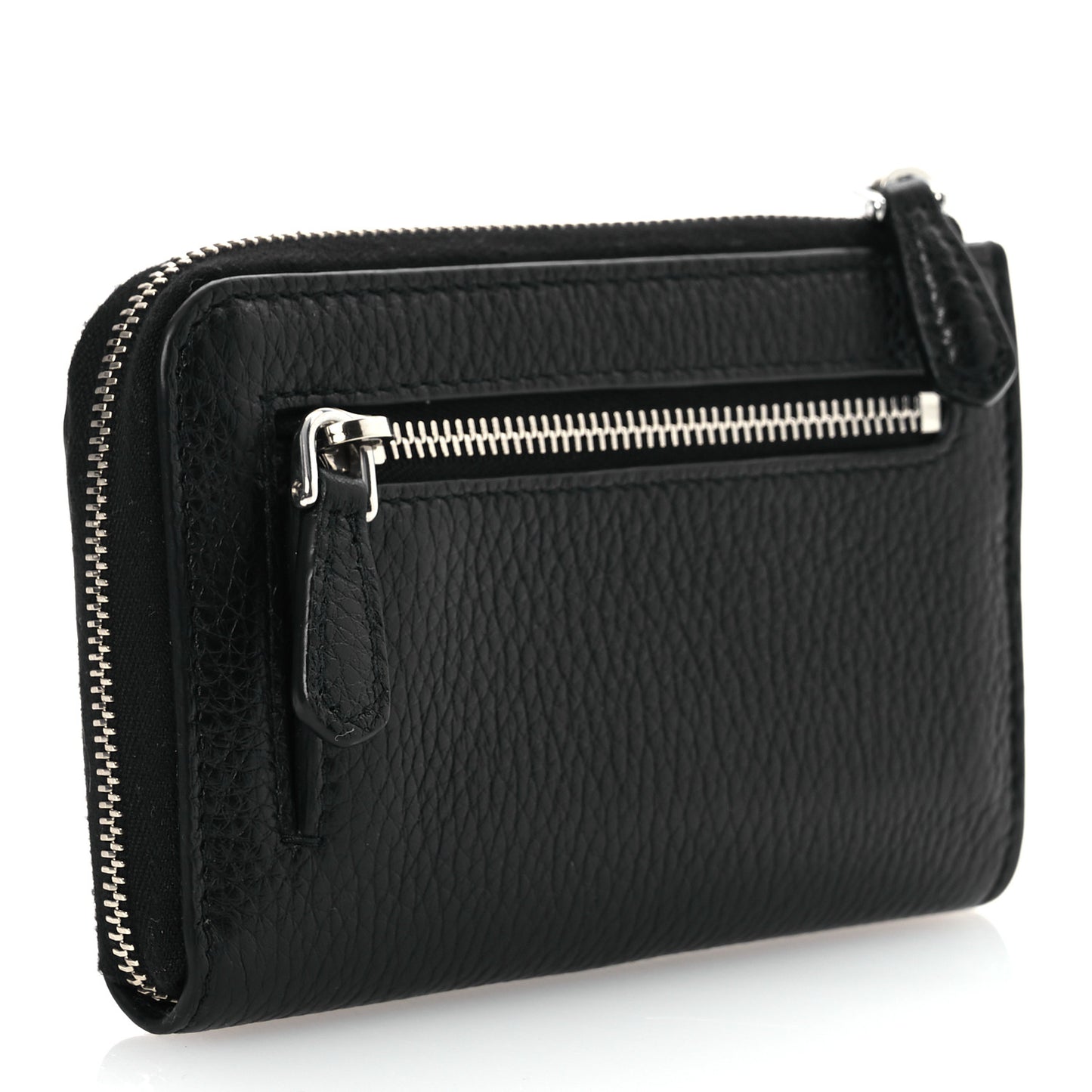 Vitello Daino Triangle Zip Around Keychain Black