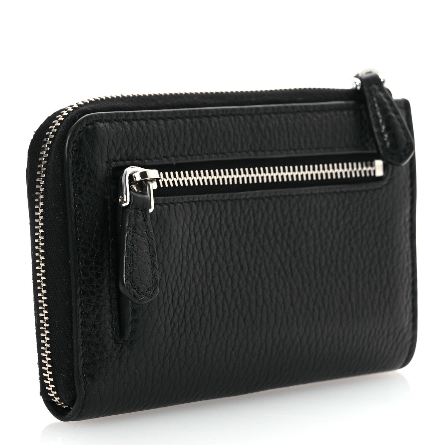 Prada Vitello Daino Triangle Zip Around Keychain Black 3 of 11