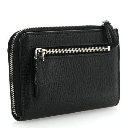 Prada Vitello Daino Triangle Zip Around Keychain Black 3 of 11