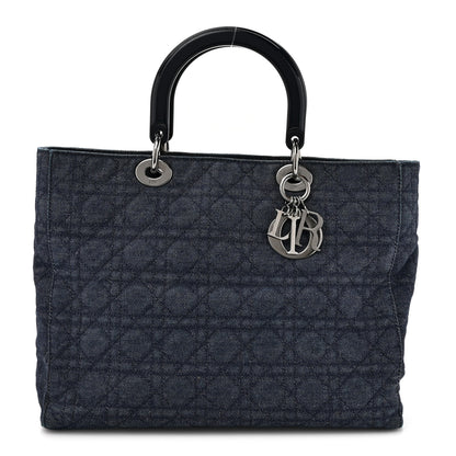 Christian Dior Denim Cannage Large Lady Dior Blue 1 of 18