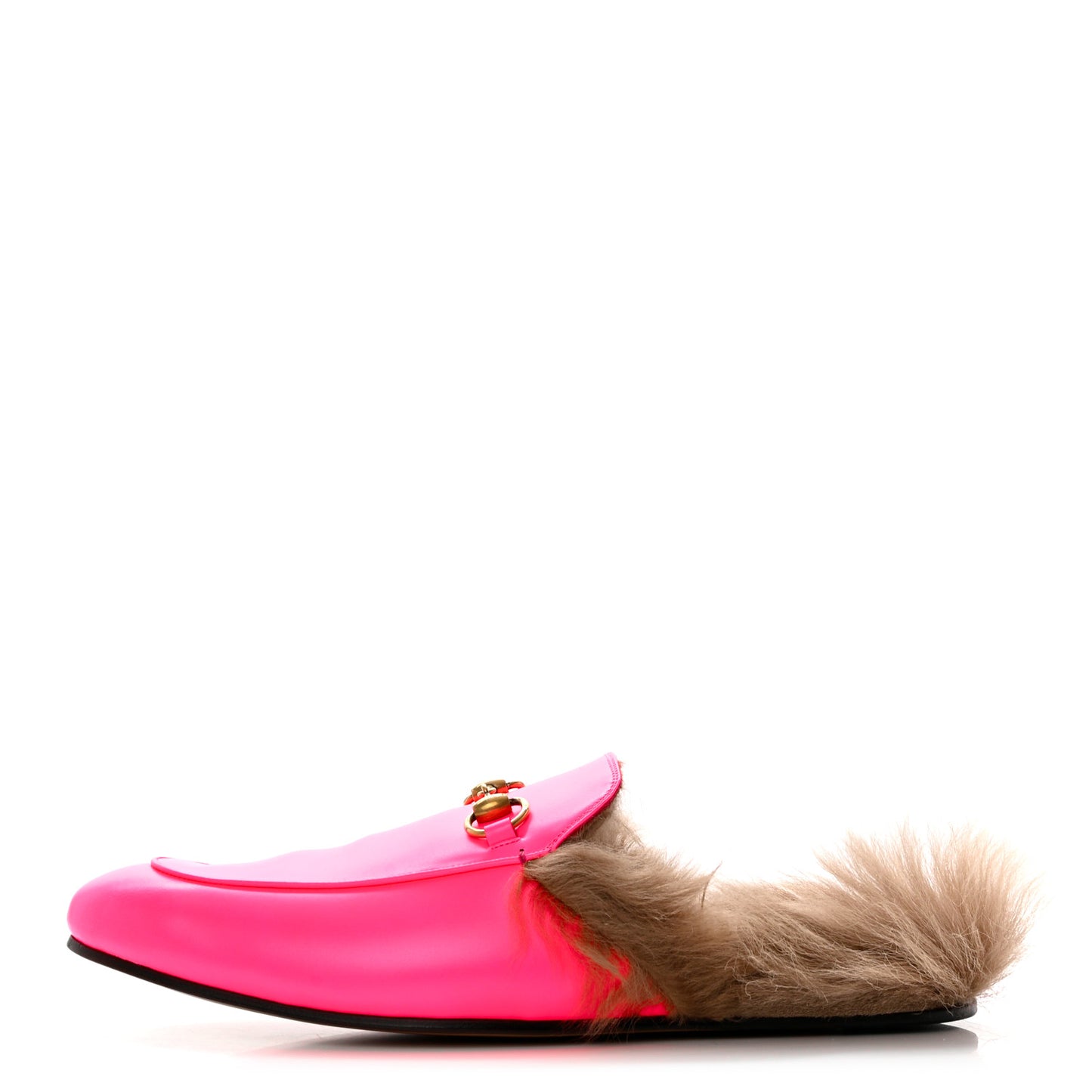 Calfskin Fur Mens Princetown Slippers 12 Fuxia Fluo Natural