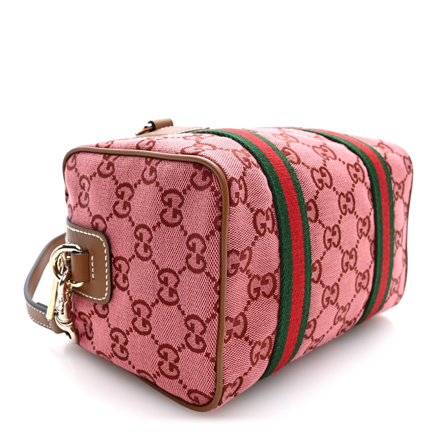Gucci GG Supreme Web Mini GG Top Handle Bag Pink Beige 4 of 10
