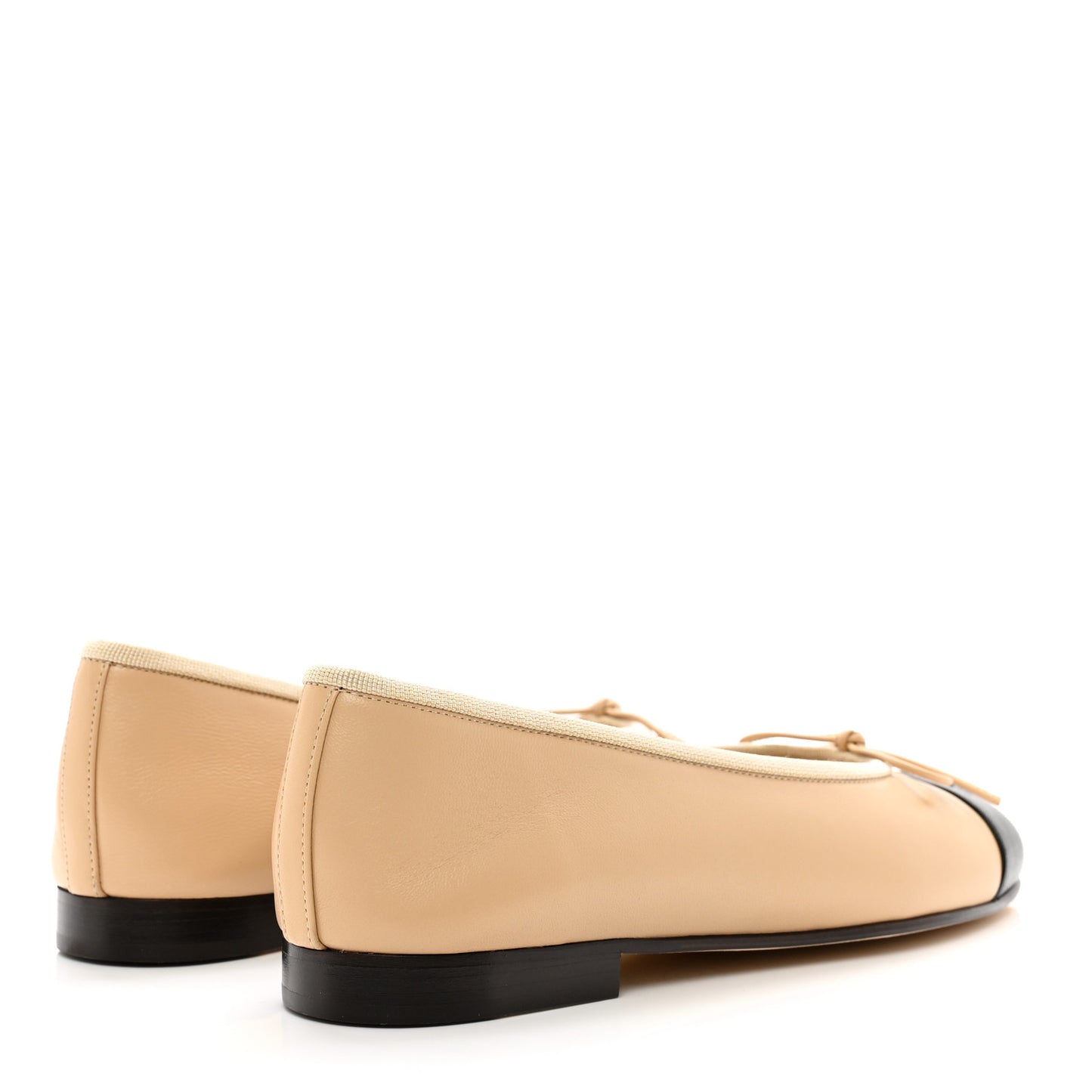 Lambskin Cap Toe CC Ballerina Flats 36.5 Beige Black