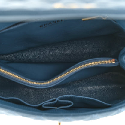 Chanel Caviar Quilted Lizard Embossed Small Coco Handle Flap Blue 4 of 9