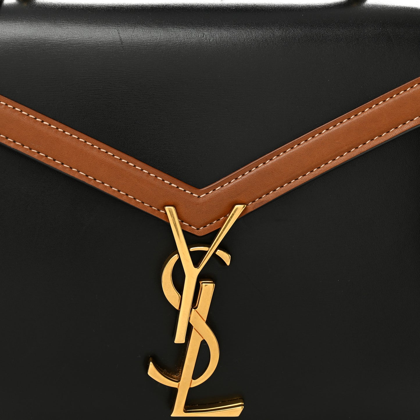 Calfskin Mini Classic Monogram Cassandra Top Handle Black Tan