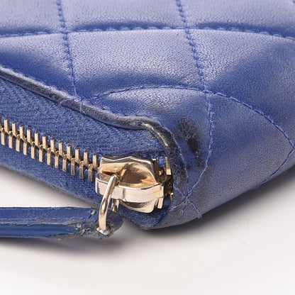 Chanel Lambskin Quilted Large Gusset Zip Around Wallet Blue 15 of 18