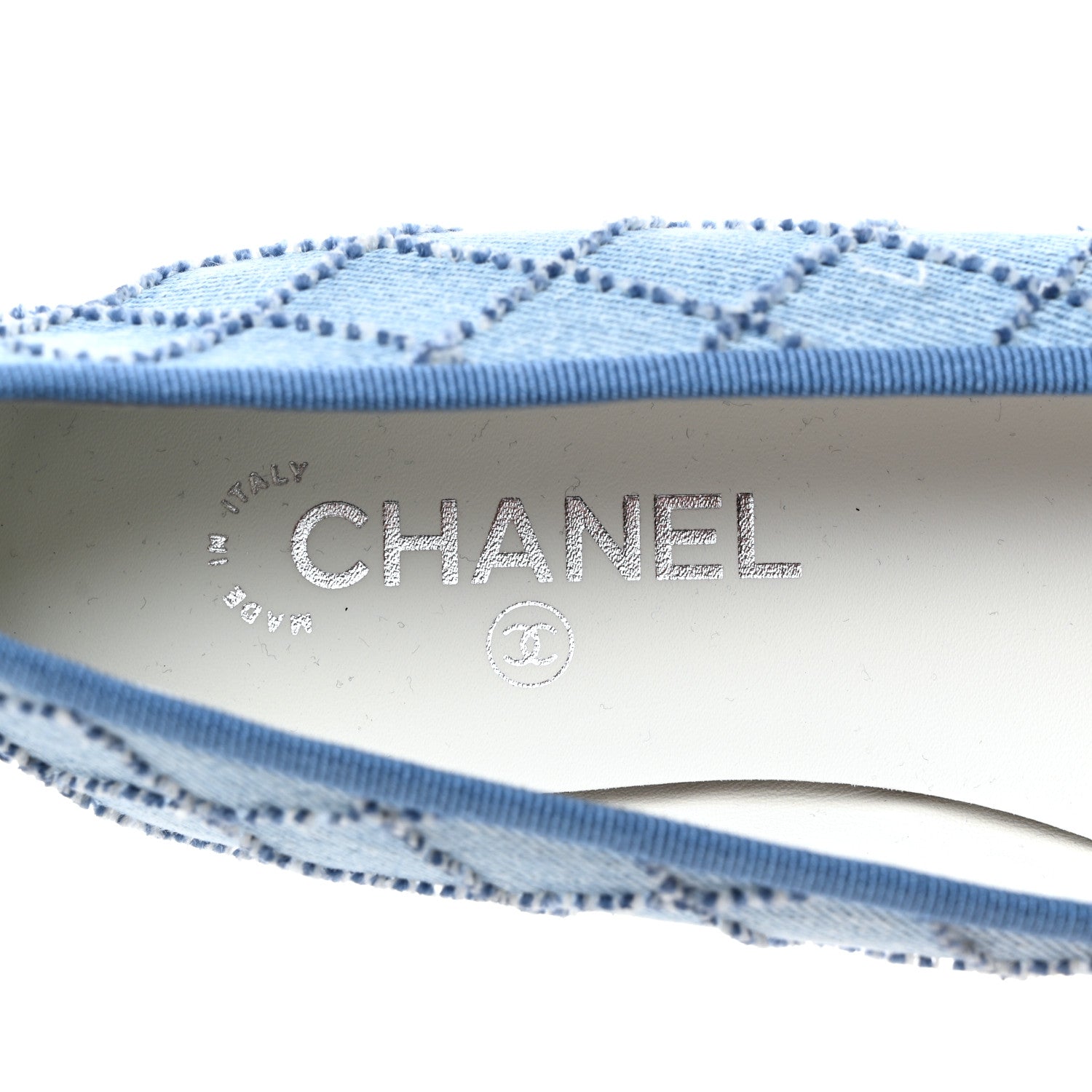 Chanel Denim Embroidered Grosgrain CC Cap Toe Ballerina Flats 40.5 Blue Black 6 of 9