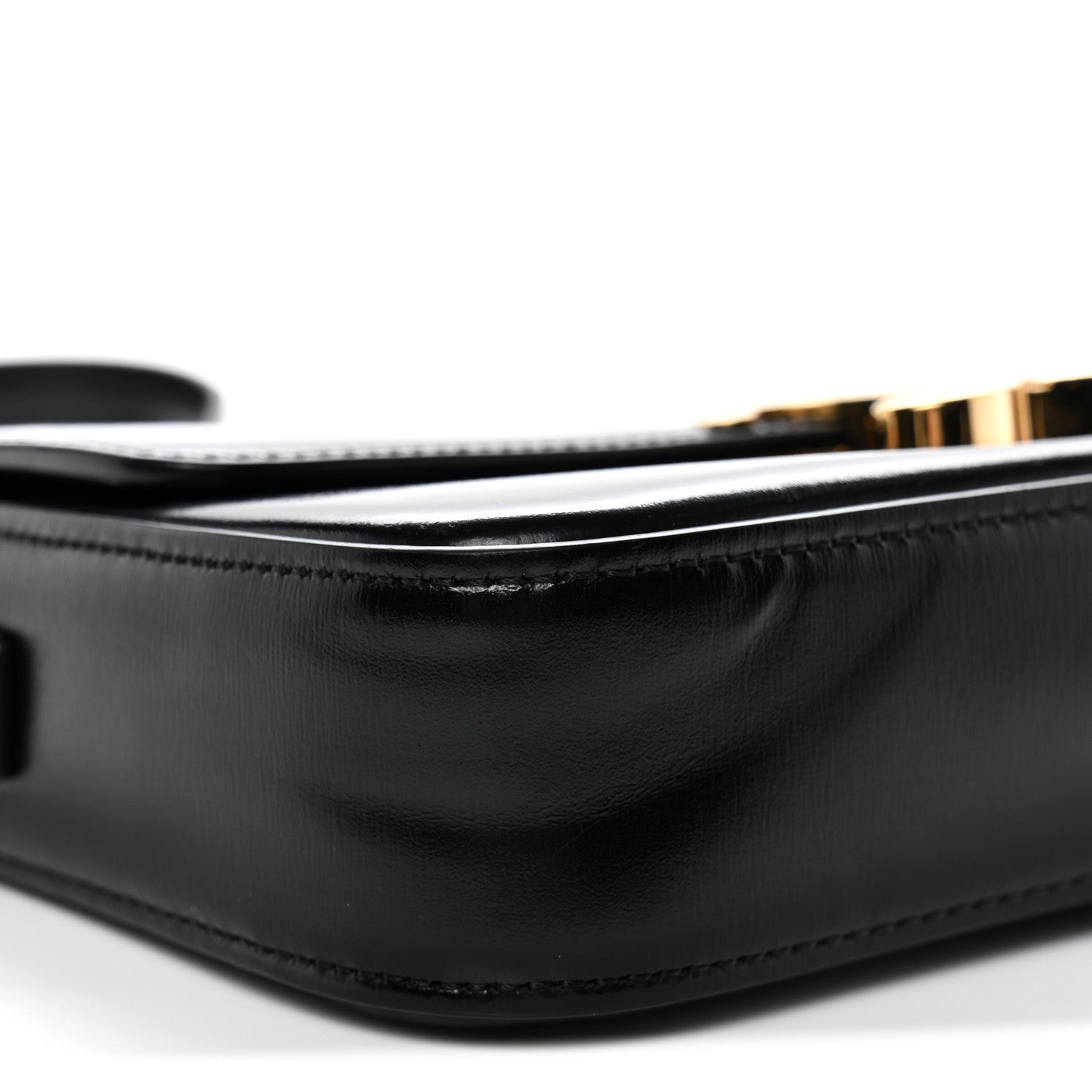 Celine Shiny Calfskin Triomphe Shoulder Bag Black 1853444