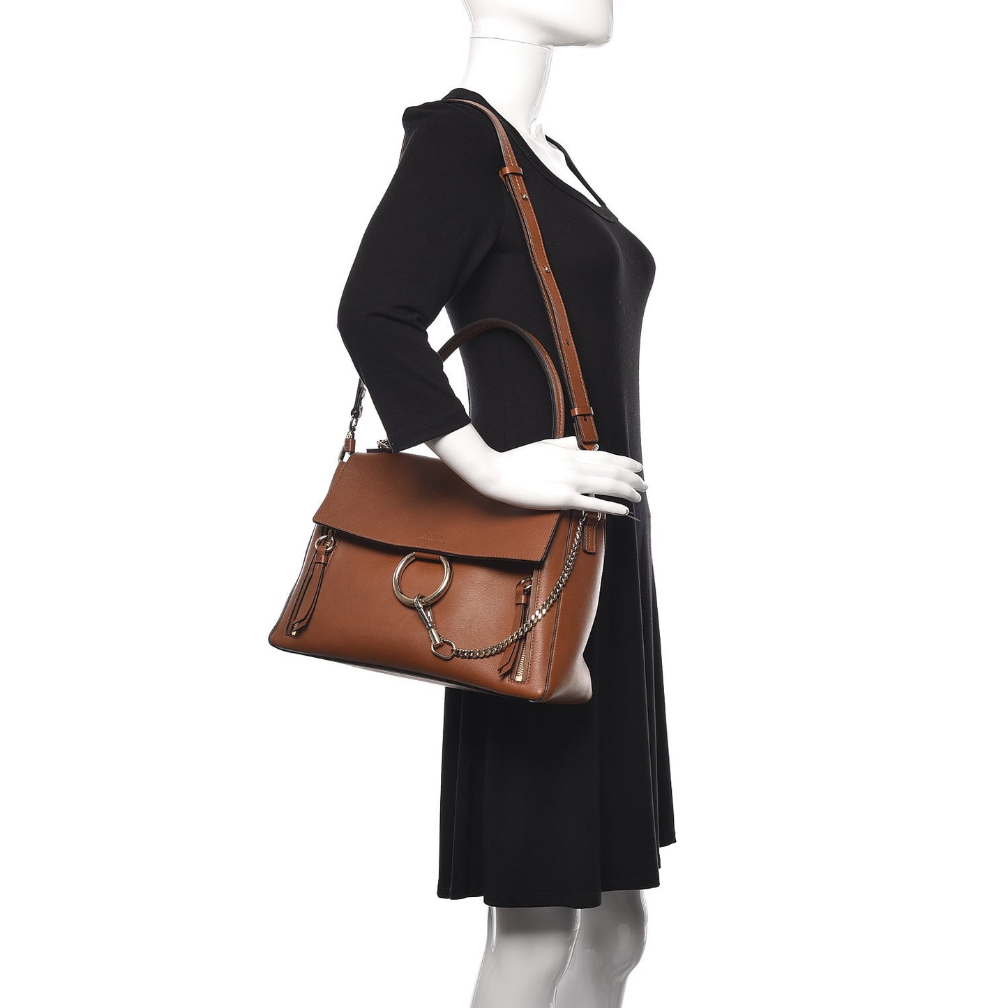 Calfskin Medium Faye Day Shoulder Bag Tan