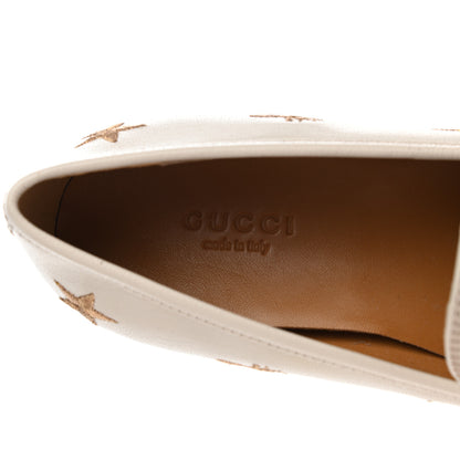 Gucci Goatskin Bee Star Embroidered Womens Jordaan Loafers 36.5 Mystic White 7 of 9