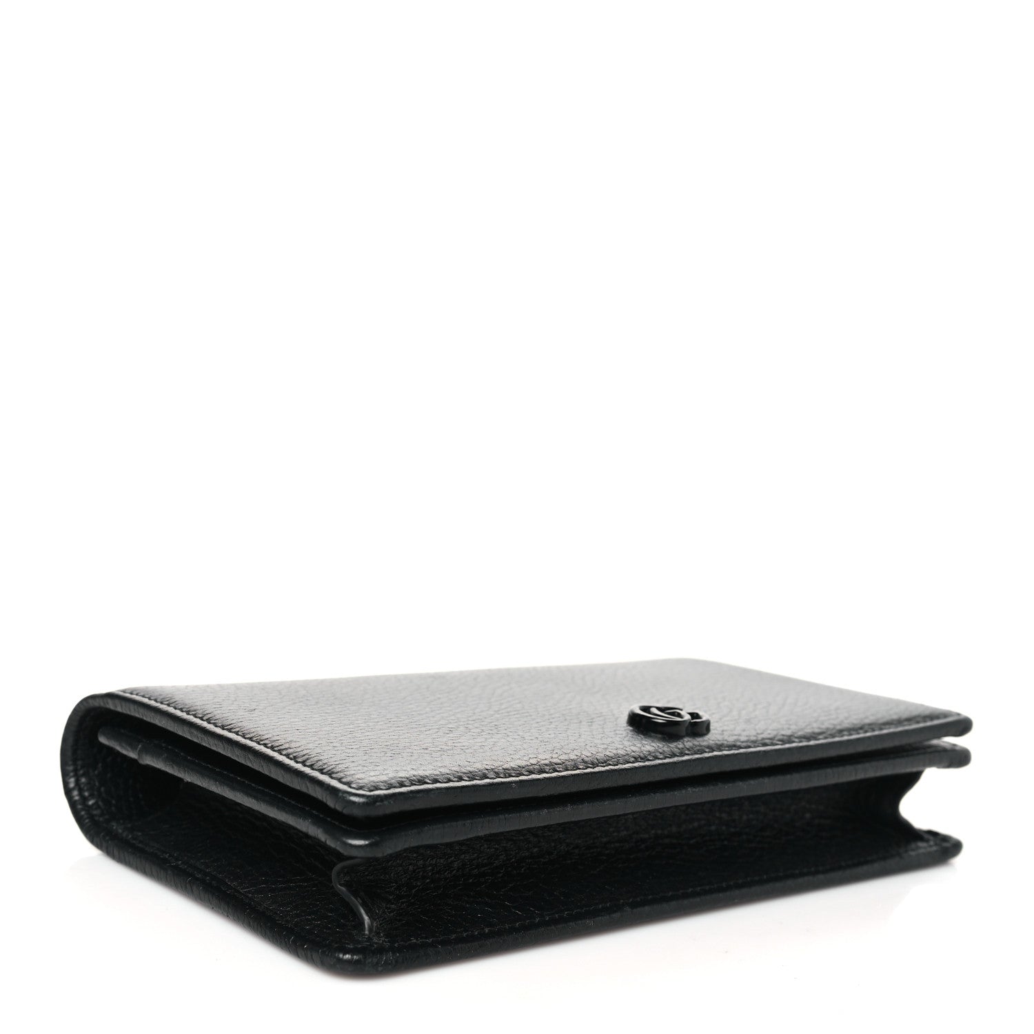 Gucci Dollar Calfskin Enamel Monochrome Mini GG Marmont Chain Wallet Black 4 of 10