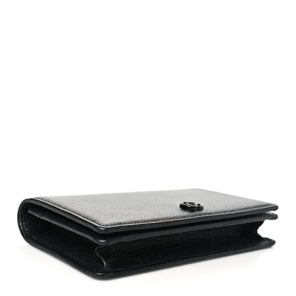 Gucci Dollar Calfskin Enamel Monochrome Mini GG Marmont Chain Wallet Black 4 of 10